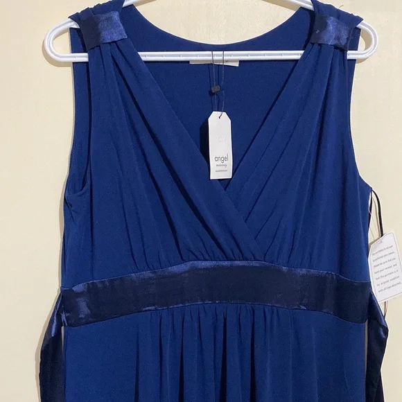 Angel Maternity Dark Navy Maternity Evening Maxi Dress Sleeveless  L - Picture 4 of 13
